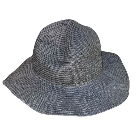 H&M Divided Straw Floppy Sun Hat Large 58 Wide Brim 3.5" Beach Holiday Travel - Picture 3 of 13